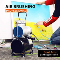 Airbrush Kompressor Set für Werbeillustrationen, Bodypainting und Modellbau - inkl. Dual und Single
