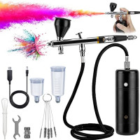 Carseatty Airbrush Set mit Kompressor, Airbrushpistole mit Kompressor Tragbare USB-Aufladbare Wirele